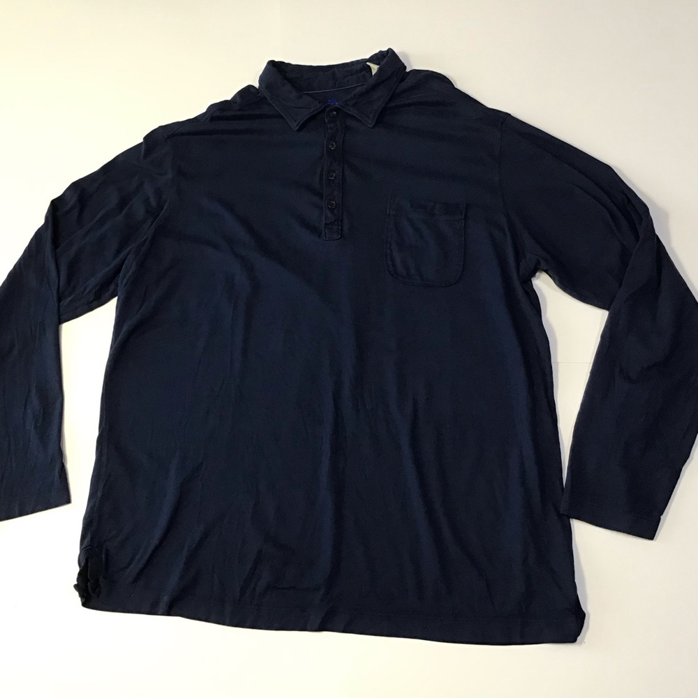 Tommy Bahama Shirt Mens Sz XL Navy Solid Polo Long Sleeve Pima Cotton Blend - Picture 5 of 16